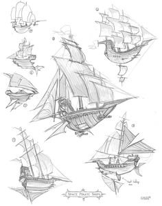 an image of some ships that are in the ocean or on land with sails and masts