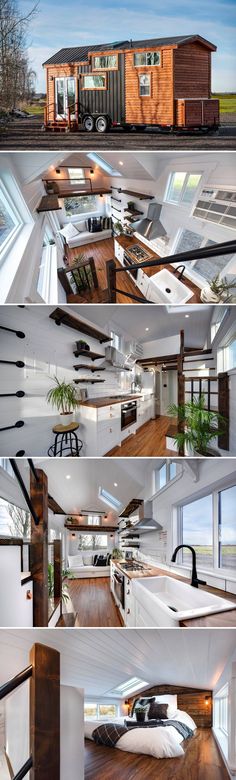 the inside of a house with lots of windows