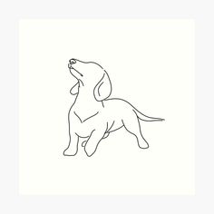 a line drawing of a dog looking up