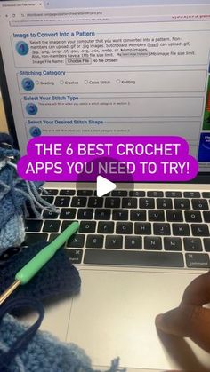 someone is typing on their laptop with the text, the 6 best crochet apps you need to try