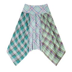 patchwork midi plaid skirt boogzel clothing Midi Plaid Skirt, E Girl Clothes, Green Plaid Skirt, Asymmetrical Midi Skirt, Plaid Material, Pattern Skirt, Checkered Skirt, Summer Retro, Skirt Summer