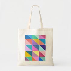 Colorful Abstract Geometric Triangle Patchwork Tote Bag Color: Natural. Gender: unisex. Age Group: adult. Triangle Patchwork, Tote Bag Patterns, Triangle Tote, Tote Bag Pattern Free, Patchwork Tote Bags, Bag Pattern Free, Crazy Patchwork, Triangle Design, Geometric Triangle