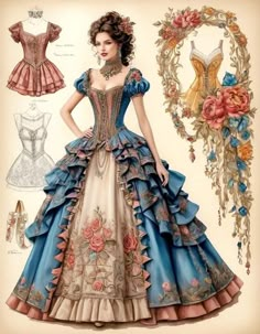 19th Century Dresses, Freetime Activities, Royal Costume, Sketches Dresses, Royal Dresses, Fantasy Gowns, Fairytale Dress, Fashion Inspiration Design