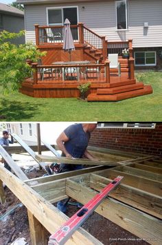 the before and after pictures show how to build a deck