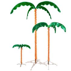 three palm trees made out of plastic beads