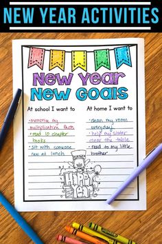 new year activities for kids to do in the classroom with colored crayons and pencils