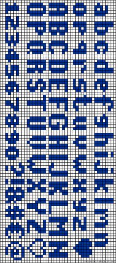 a blue and white cross stitch pattern with the words, numbers, and letters on it