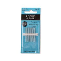 the st thomas & sons needle end embroidery needles are packaged in a package for $ 3 99