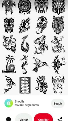 an assortment of tattoo designs on white background