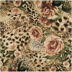 an animal print fabric with roses and leopard spots