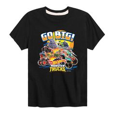 Let him make a fun statement in this boys' Hot Wheels Go Big Monster Trucks Graphic Tee. Let him make a fun statement in this boys' Hot Wheels Go Big Monster Trucks Graphic Tee. Crewneck Short sleevesFABRIC & CARE Cotton, polyester Machine wash Imported Size: Small. Color: Black. Gender: male. Age Group: kids. Big Monster Trucks, Big Monster, Monster Trucks, Graphic Tee, Age Group, Graphic Tees, Wheel, Trucks, Adidas