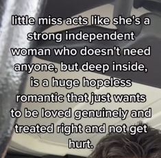 a man is sitting in an airplane with his head down and the caption reads, little miss acts like she's a strong independent woman who doesn't need anyone, but deep inside