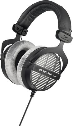 a pair of headphones on a white background