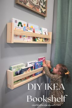 Ikea Children, Montessori Projects, Hand Sander, Diy Montessori, Floating Bookshelf, Montessori Diy, Drywall Anchors, Ikea Bookshelves, Ikea Kids