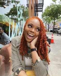 Two Tone Locs, Orange Locs, Healthy Afro Hair, Locs Colors, Afro Hair Dye, Dyed Hair Inspiration, Dreads Styles