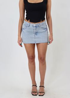 Wherever I Go Mini Jean Skirt ★ Light Wash Going Out Skirts, Mini Jean Skirt, Mini Skirt Dress, Bodycon Dresses Casual, Sweat Joggers, Effortless Fashion, Corset Crop Top, Flare Leg Jeans, Midi Maxi Dress