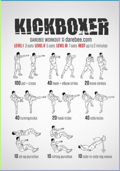 a poster with instructions on how to do kickboxer in different poses and positions