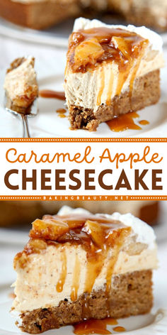 Try out this caramel apple cheesecake! Creamy and decadent, this Thanksgiving dessert idea will satisfy your sweet tooth with its caramel cheesecake hidden inside a cinnamon blondie crust caramel drizzle. This is the best apple recipe ever! Simple Fall Desserts, Easy Caramel Apple Cheesecake, Caramel Apple Cheesecake Recipes, Homemade Caramel Apple, Easy Pies, Apple Cheesecake Recipes, Cheesecake Tacos, Autumn Desserts, Salty Recipes