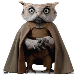 an owl dressed as darth vader from star wars is shown in front of a white background