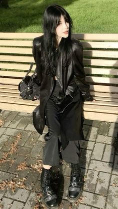 #fall #leatherjacketoutfit Dark Cowboy Outfit, Dark Outfits Girl, Dark Hair Outfits, Dark Clothing Aesthetic, Dark Outfits Aesthetic, Misunderstood Outfit, Mens Cowboy Outfit, Goth Layering, Dark Street Style