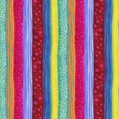 a colorful striped fabric with circles and stripes