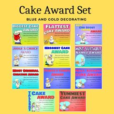 the cake award set includes five different cakes