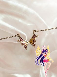 Winx Necklaces, Fairycore Clavicle Necklace As A Gift, Fairy Style Pendant Jewelry Gift, Fairy Pendant Jewelry Gift, Fairycore Clavicle Chain Necklace As Gift, Gold Fantasy Style Necklace For Fantasy Events, Fairycore Butterfly Necklace Gift, Fairycore Style Clavicle Chain Jewelry As A Gift, Fairycore Clavicle Chain Jewelry As Gift