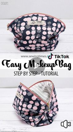 the instructions for how to make an easy makeup bag with zippers and pockets on it