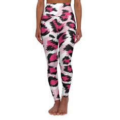 These skinny fitting high-waisted yoga leggings will take you from workout to store run in comfort and style. They are fully customizable with an all-over print that adds an instant pop to any athleisure wardrobe. Note: Runs small, consider sizing up! .: 83% Polyester, 17% Spandex .: Skinny fit .: Outside seam thread is color-matched to design .: Interior white seam thread .: Double layer waistband .: Please note: Slightly see-through when stretched. Some of the undyed white underneath material Printed Fitted Athleisure Activewear, Printed Stretch Activewear For Workout, Stretch Printed Activewear For Workout, Printed Stretch Sporty Activewear, Printed Fitted Sporty Activewear, Printed Stretch Activewear For Athleisure, Sporty Stretch Printed Activewear, Printed Athleisure Activewear For Gym, Athleisure Wardrobe