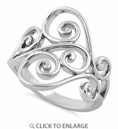 Sterling Silver Filigree Heart Ring Elegant Sterling Silver Stackable Rings With Open Heart, Classic Silver Open Heart Rings, Filligree Ring, Diamond Pendants Designs, Filigree Heart, Jewellery Ring, Diamond Pendants, Luxury Jewellery, Sterling Silver Filigree