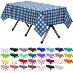 an image of a table cloth with different colors and patterns on the tablecloths