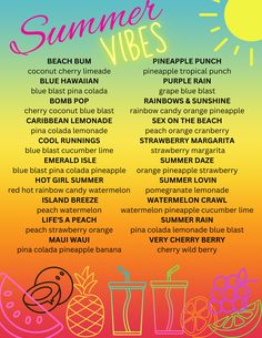 the summer vibes poster is shown in pink, yellow and blue