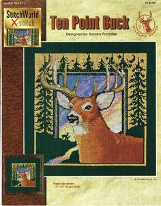 a cross stitch pattern with an image of a deer