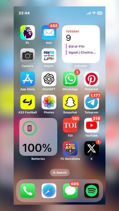 an iphone screen with various icons on it