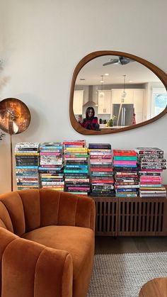 an instagram photo of a living room filled with books