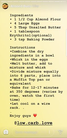 an iphone screen showing the instructions for how to make a cupcake buns recipe