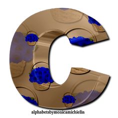 the letter c has blue flowers on it