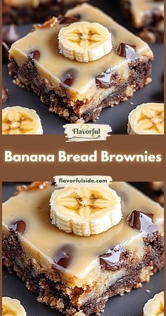 there are several pieces of banana bread brownies