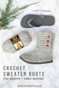 crochet sweater boots free pattern and video instructions for slippers, sandals or flip flops