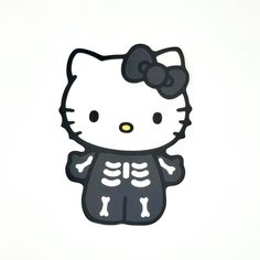 a hello kitty skeleton sticker on a white background