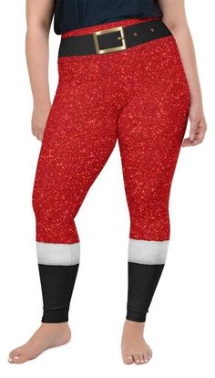 Santa's Outfit Plus Size Leggings, Outfit Plus Size, Holiday Leggings, Santa Outfit, Christmas Leggings, Yoga Capris, Plus Size Leggings, Leggings Kids, Squat Proof, Yoga Shorts