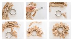 the process of making a wreath out of fabric