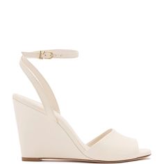 Yves Wedge In Ivory Leather | Over The Moon Comfortable Wedges, Jeans With Heels, Crystal Sandals, Summer Shoe, Shades Of Beige, Denim Shoes, Fashion Heels, Boot Pumps, Shoe Show