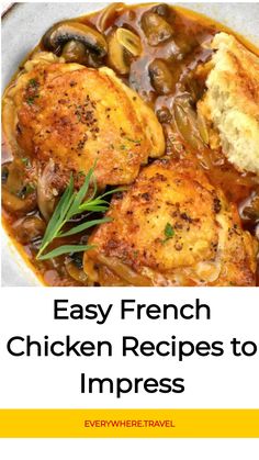 the cover of easy french chicken recipes to impresss, with text overlay