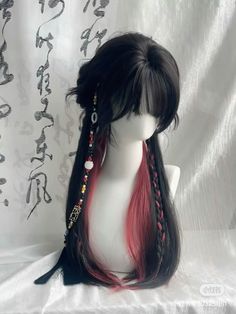 Hair Put Up, Tying Ponytail Pose, Hair Color Swatches, Cool Hair Designs, Kawaii Wigs, Hair Color Underneath, Gothic Hairstyles, Hair Tint, Hair Sketch