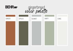 the gingerbread color palette is shown in different shades and sizes, including brown, green,