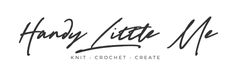 the logo for henry little me knit crochet and create, which is written in black ink on a white background