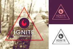 the logo for ignite is shown in three different colors and shapes, including an orange triangle