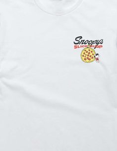 PEANUTS Snoopy's Slice Shop Unisex Tee - WHITE | Tillys Snoopy Tshirts, Snoopy Tshirt, Wwe T Shirts, Flannel Sweatshirt, Graphic Trends, Boys Graphic Tee, Girls Graphic Tee, Girls Blouse, Mens Trends