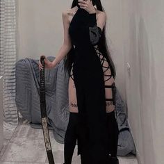 Celana Jogger Wanita, Midi Dress Black, Gothic Dress, Grunge Fashion, Black Midi Dress, Women Dresses, Gotham, Pretty Dresses, Pretty Outfits